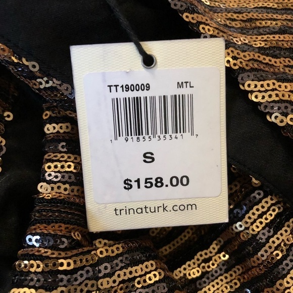 NWT TRINA BY TRINA TURK Juju Gold Sequin Sheath Dress Size S - Picture 6 of 8